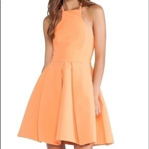 Aq/Aq Mia Orange Halterneck Mini Dress with Latern Skirt NWT Sz 10